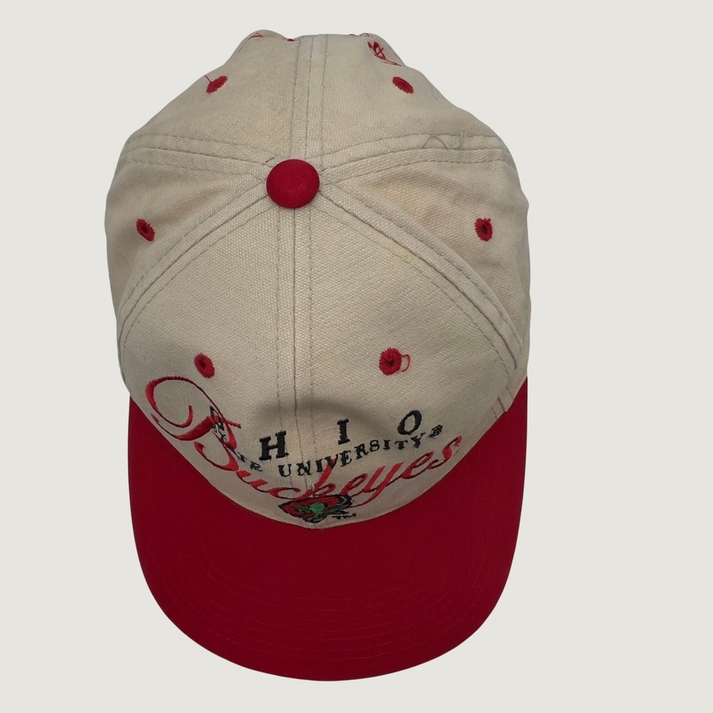 Ohio State University Buckeyes Hat Outdoor Cap Tan Red Adjustable Vintage Style - Picture 8 of 11